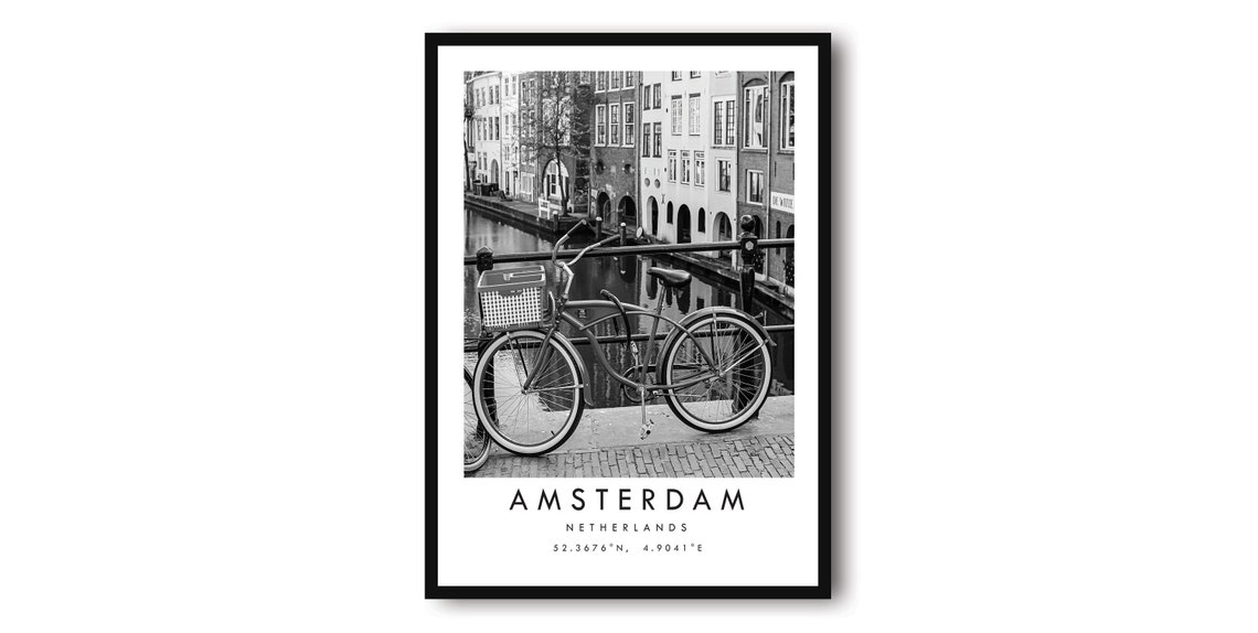 Amsterdam Black And White Travel Poster
