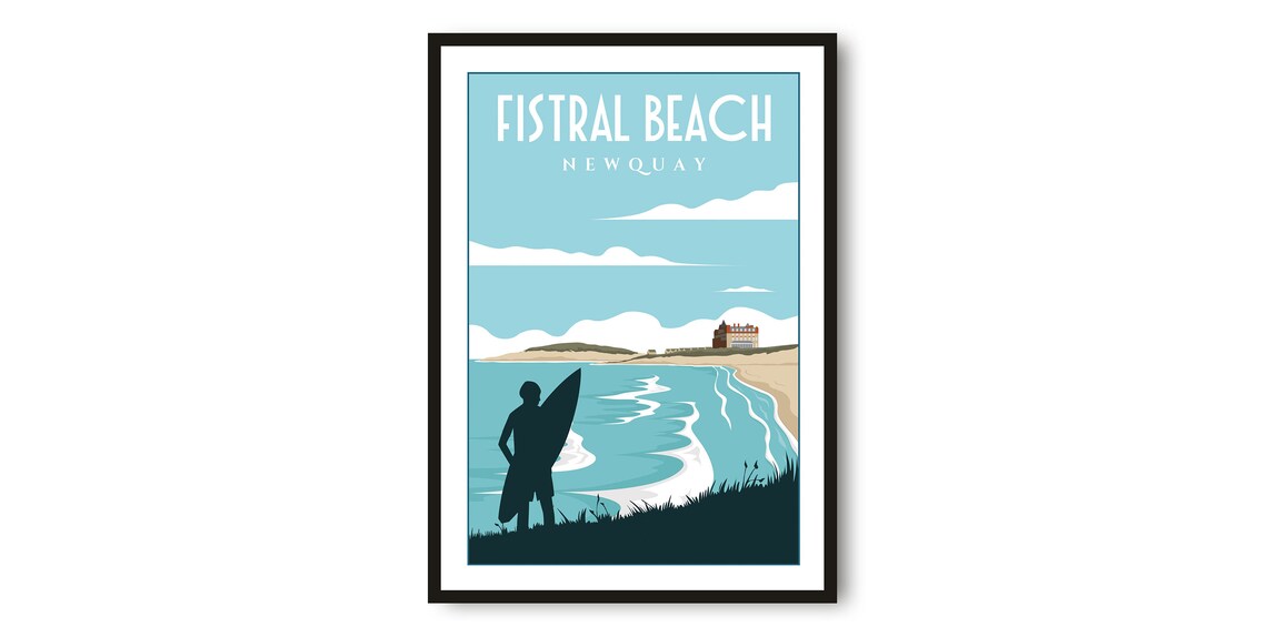 Fistral Beach Newquay Cornwall Travel Poster