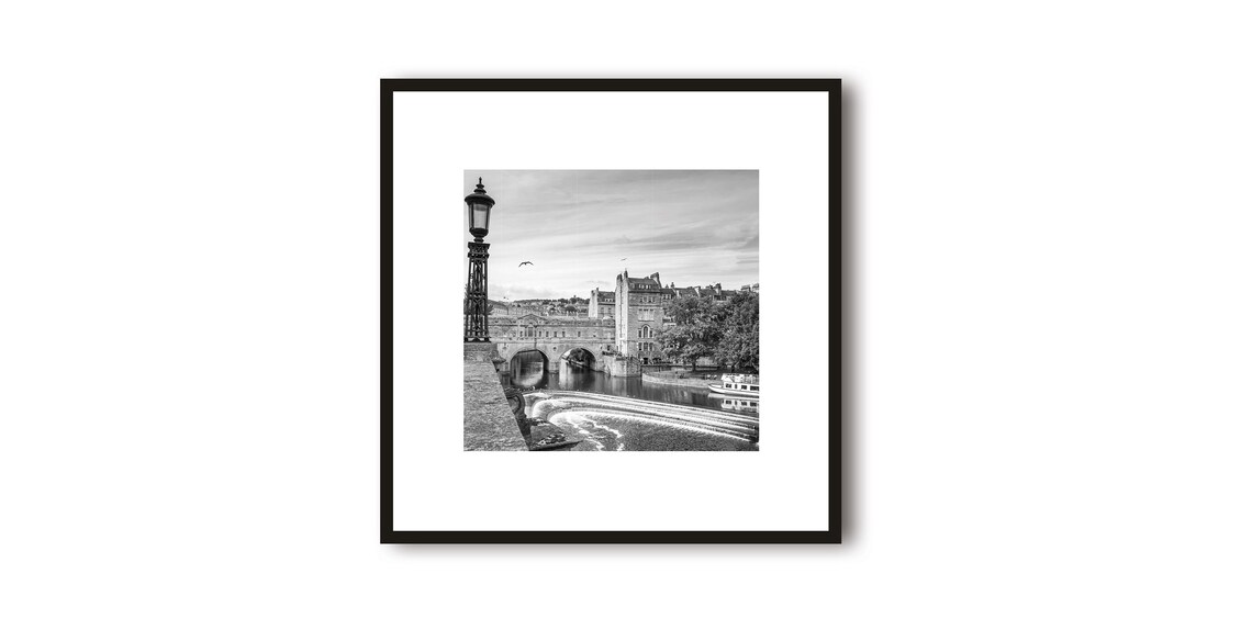 Bath Travel Poster, Minimalist White Border Print