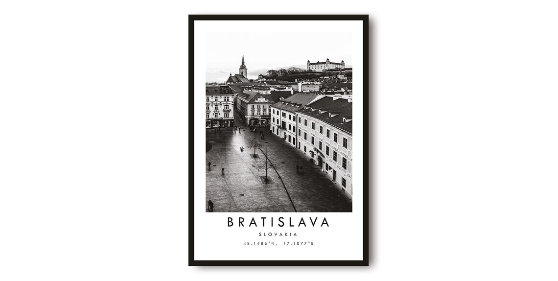 Bratislava Black And White Travel Poster