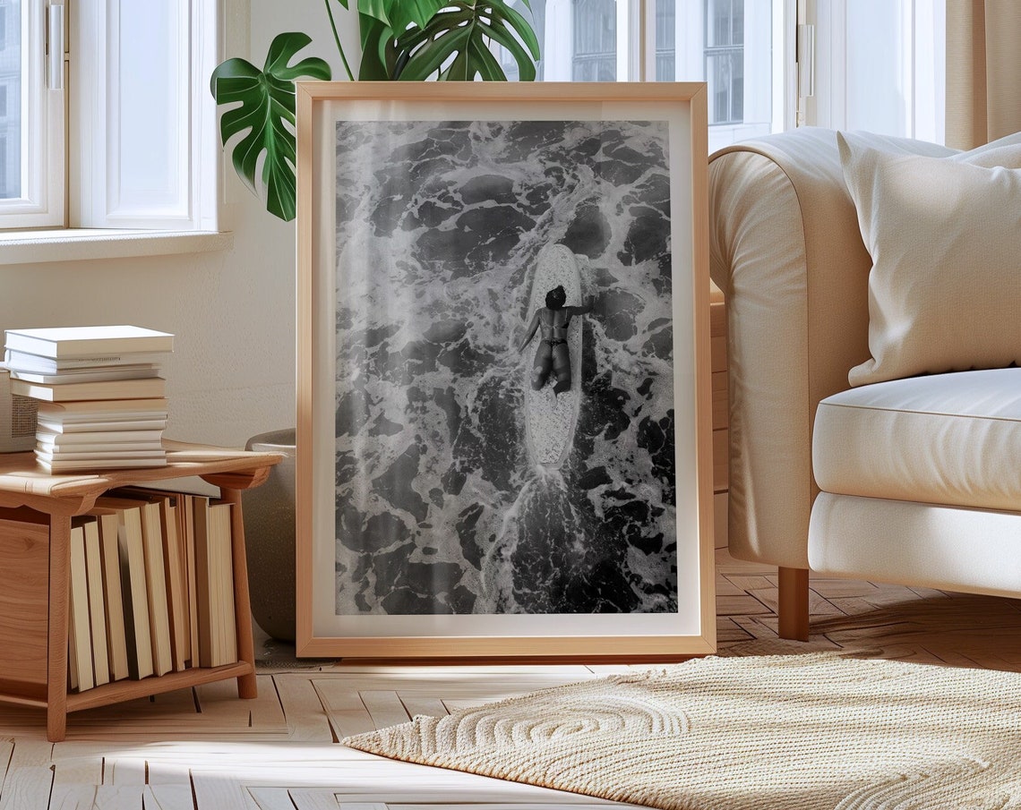 Surfers Embrace With The Sea Textured Ocean Waves Photography Monochromatic Surfing Elegance