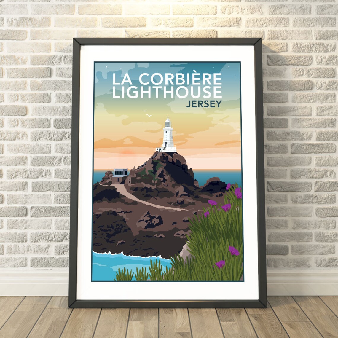 La Corbiere Lighthouse Jersey Island Coastline Travel Poster