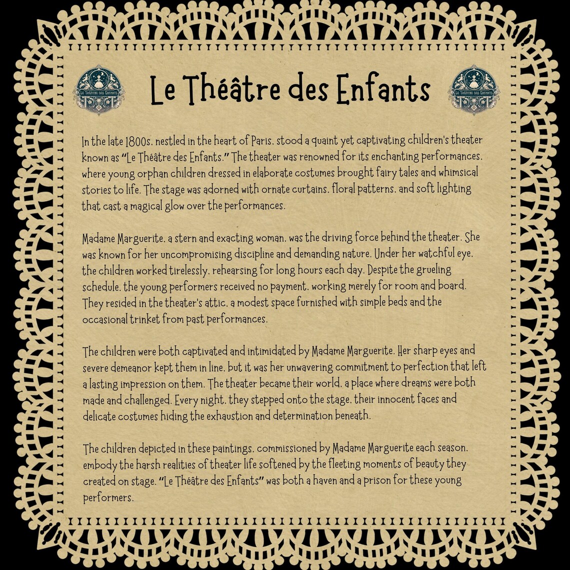 Sophie Story Vintage Theater Lace Border Storybook Text Wall Art Print - Image 2