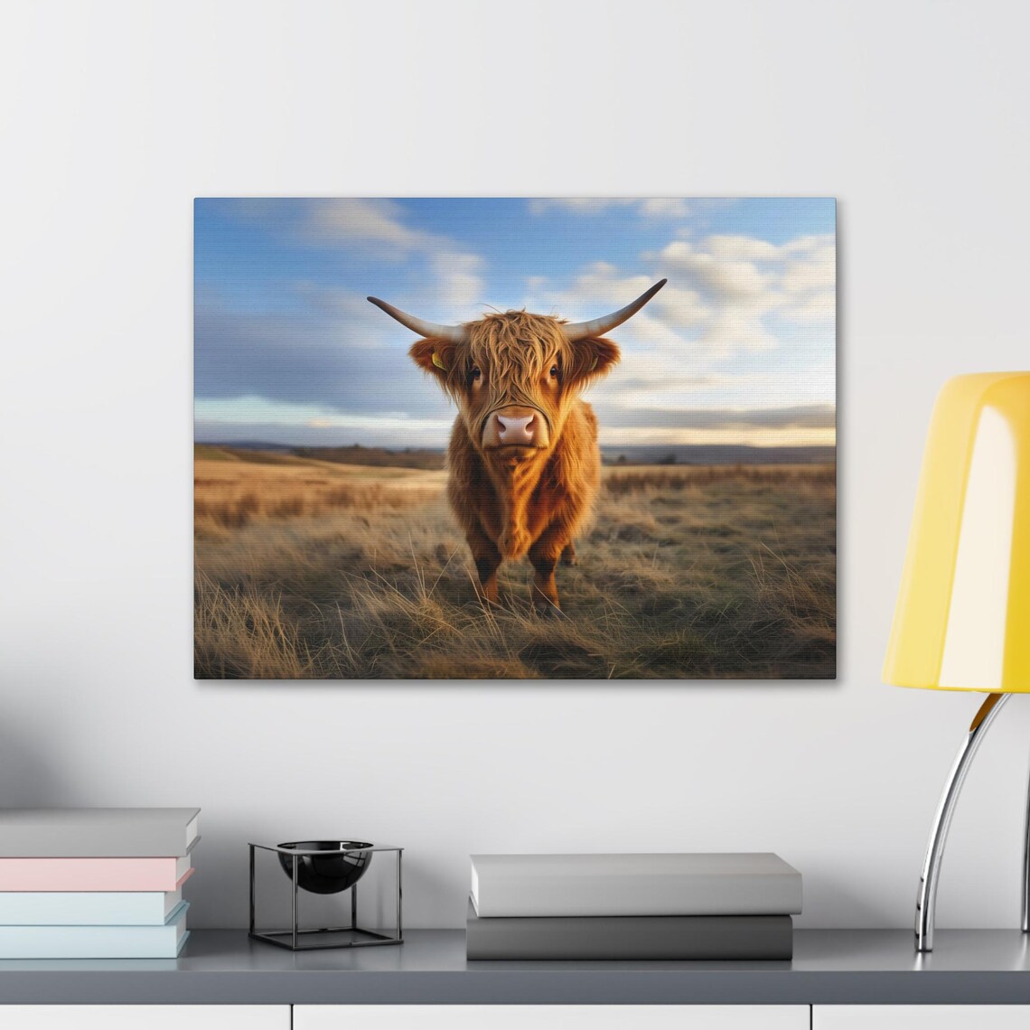 Shaggy Highland Cow Portrait in Sunny Grassland Morning Glow Poster - Image 2
