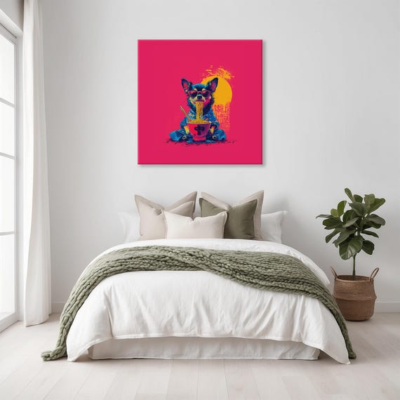 Maximalist Eclectic Ramen Chihuahua Print Bold Altered Animal Portrait Fantasy Fun Colorful Renaissance Rustic Art