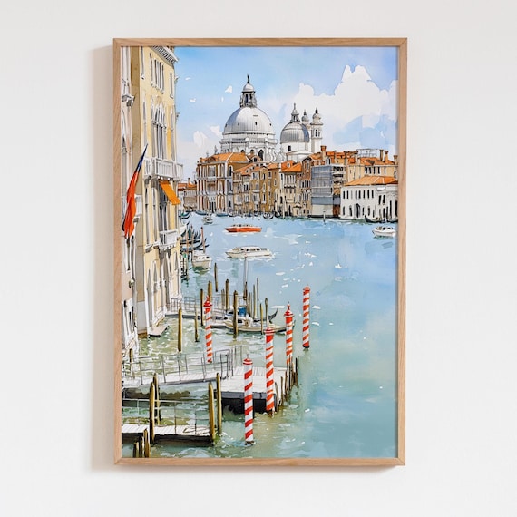 Venice Grand Canal Italy Watercolor Santa Maria della Salute Poster