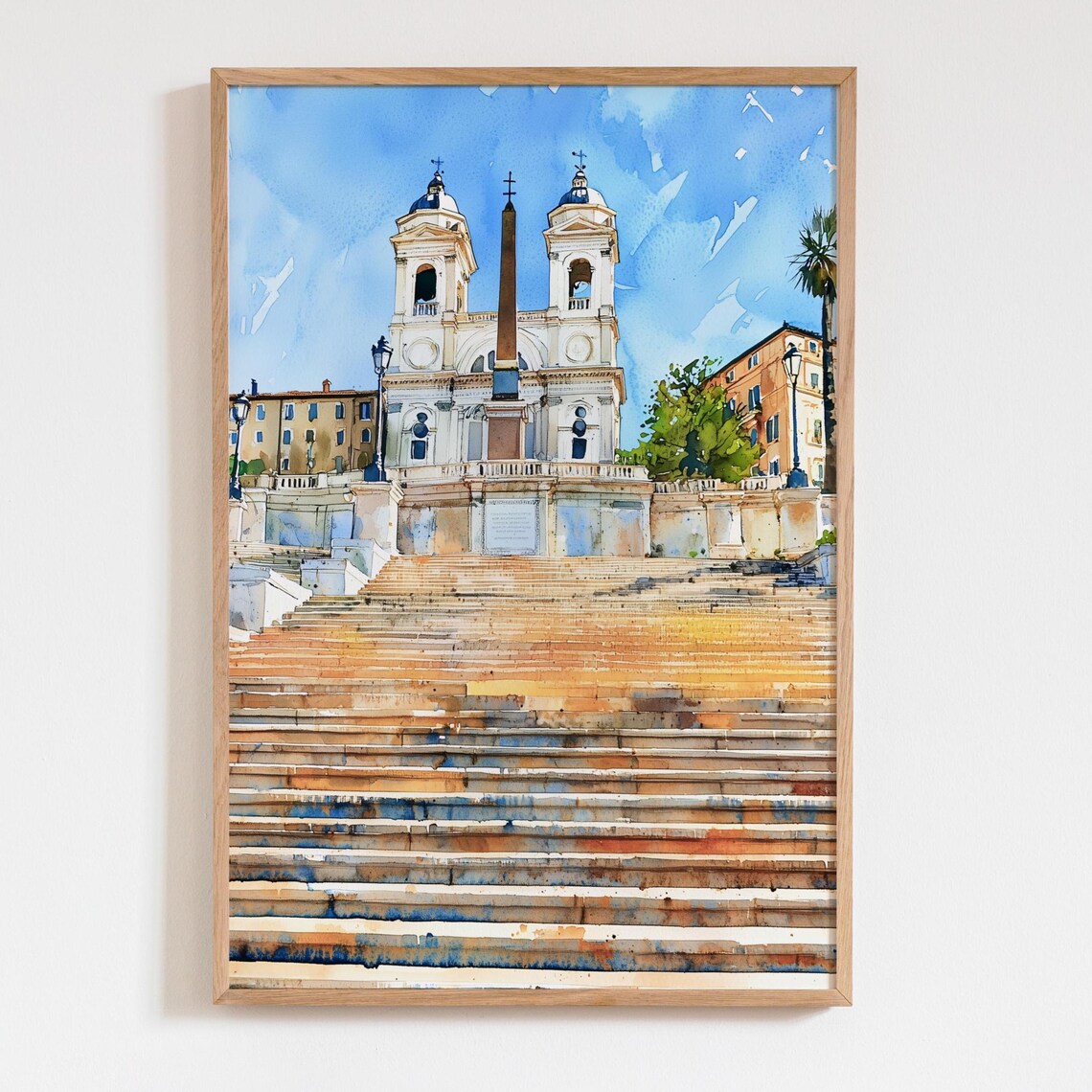 Spanish Steps Rome Italy Trinita dei Monti Watercolor Wall Art