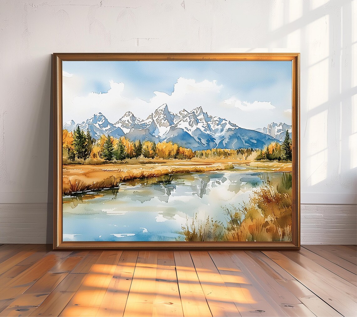 Grand Teton National Park Watercolor Gift Poster