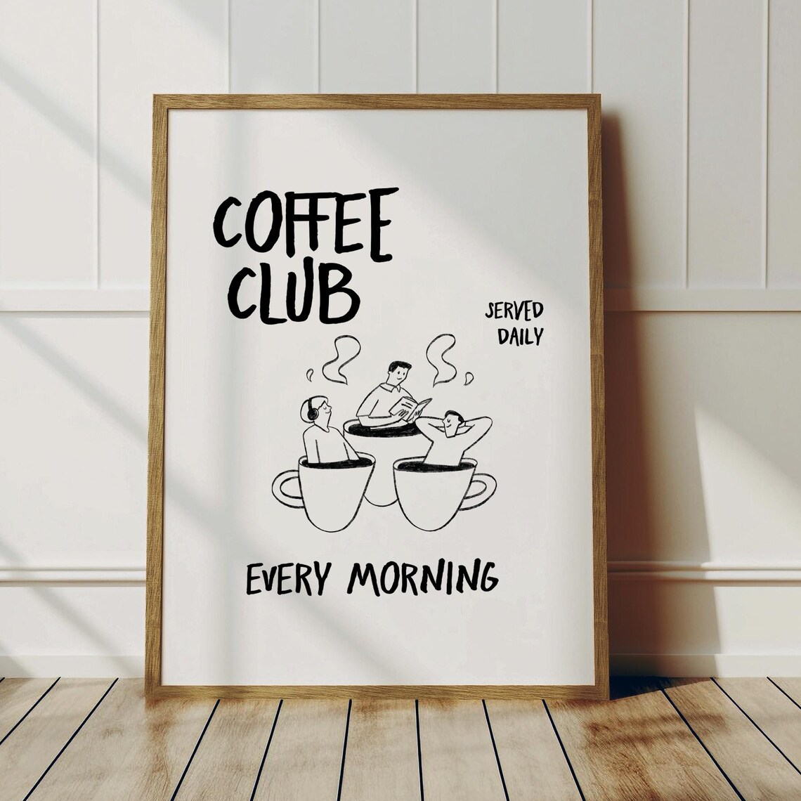 Coffee Club Served Daily Every Morning Funny Retro Kitchen Poster