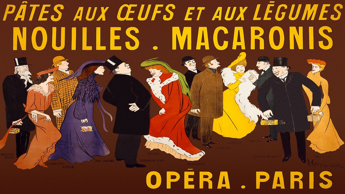 Vintage French Pasta Advertisement Poster Opera Paris Macaronis - Image 2