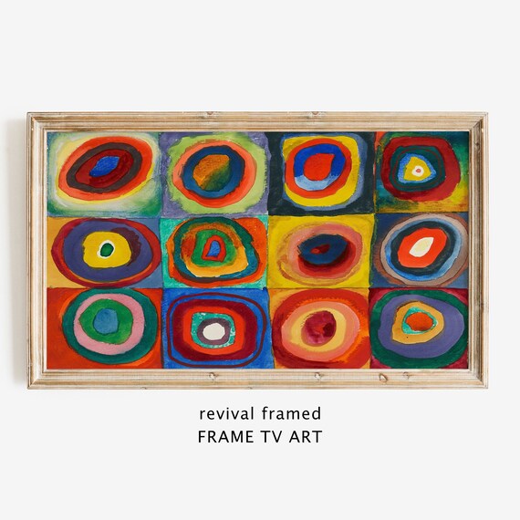 Frame Tv Art Abstract Geometric Lg Tv Art Vintage Oil Painting Midmod Home Decor Mid Century Modern Large Art
