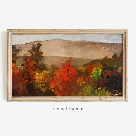 Fall Foliage Mountain Landscape Vintage Oil Painting Autumn Art Poster
