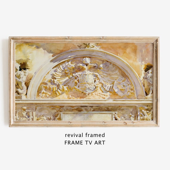 Neutral Beige Architecture Frame Tv Art Vintage Watercolor Instant Boho Large Art Wallpaper Frame Tv Art