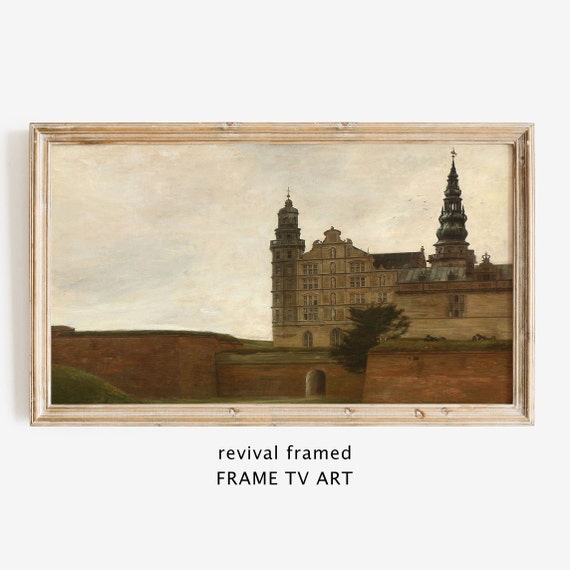 Rustic Neutral Architecture Frame Tv Art Vintage Oil Painting Frame Tv Minimalist Home Decor Frame Tv Art Large
