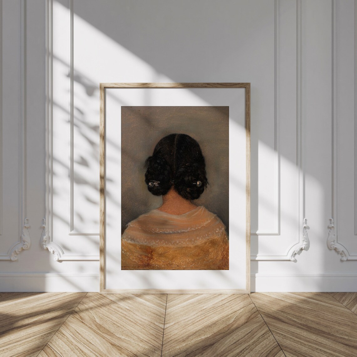 Moody Vintage Portrait of a Woman Seen From Behind Oil Painting Poster - Image 2