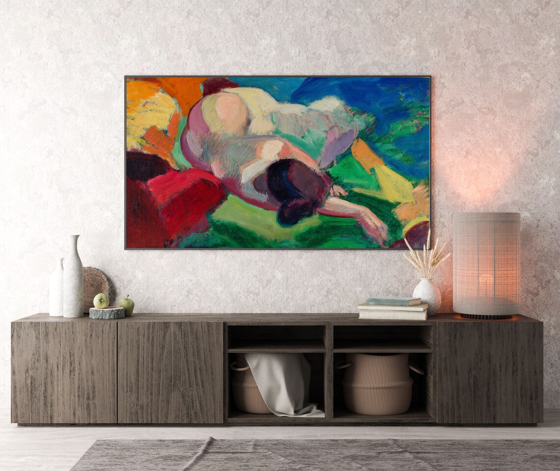 Abstract Reclining Woman Maximalist Fauvist Oil Painting Poster - Image 3