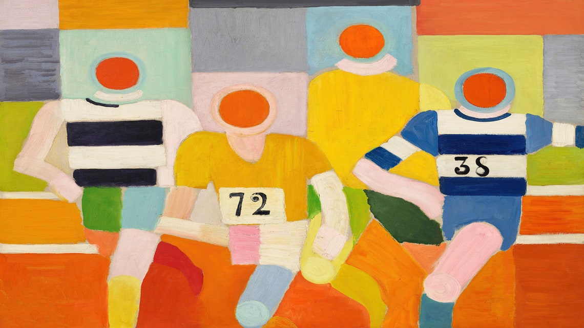 Frame Tv Art Abstract Lg Tv Art Vintage Oil Painting Soccer Sports Home Decor Mid Century Modern Large Art - Image 2