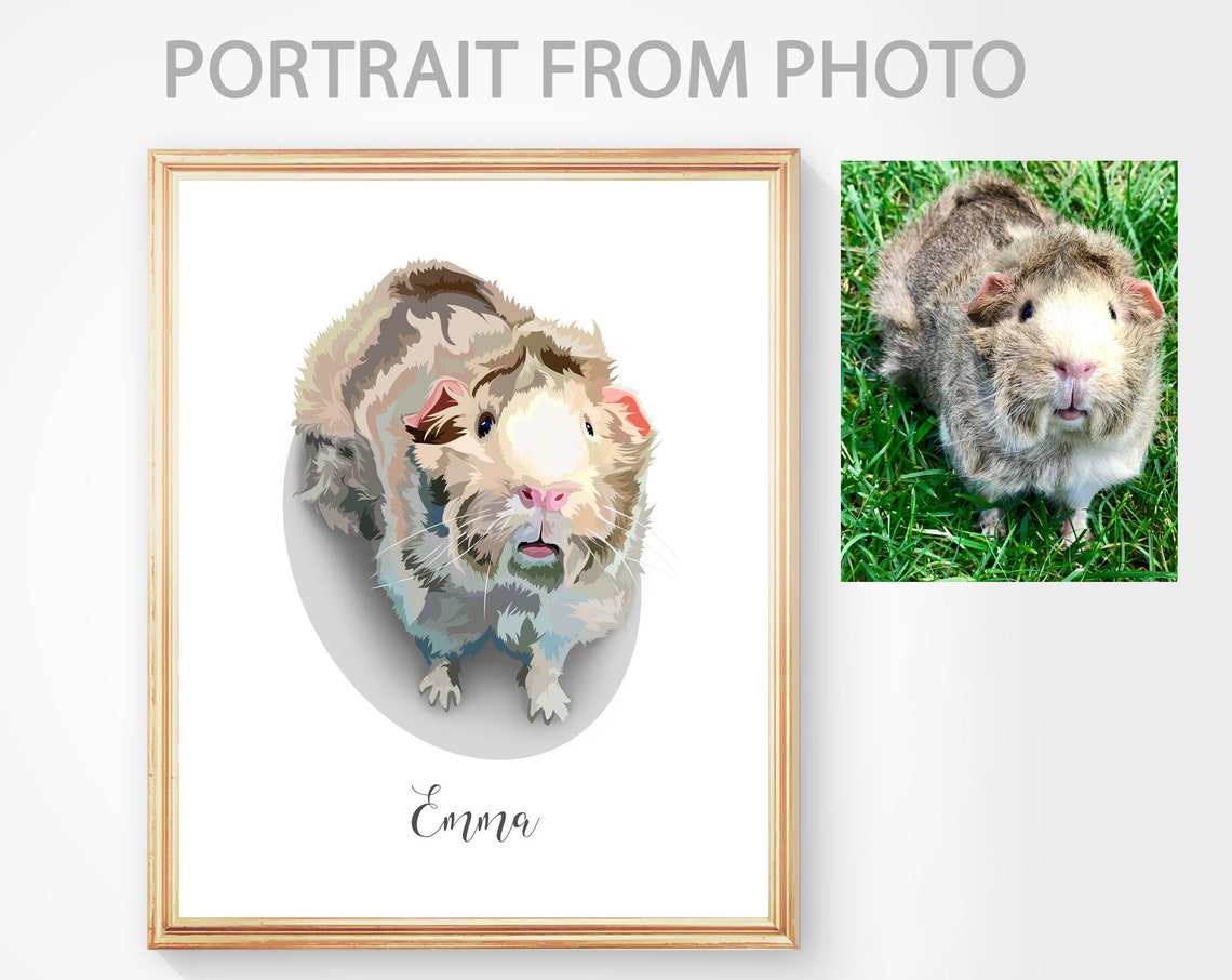 Custom Portrait of Two Guinea Pigs Regal Pet Painting Gift Wall Art