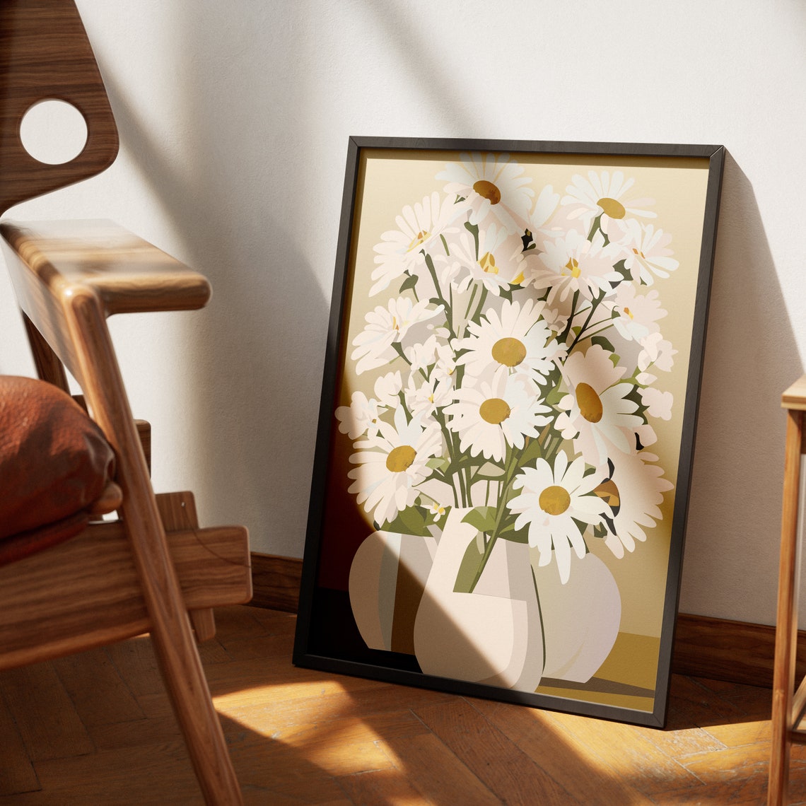 Classic White Daisies In Vases Cheerful Fresh Floral Art Poster - Image 4