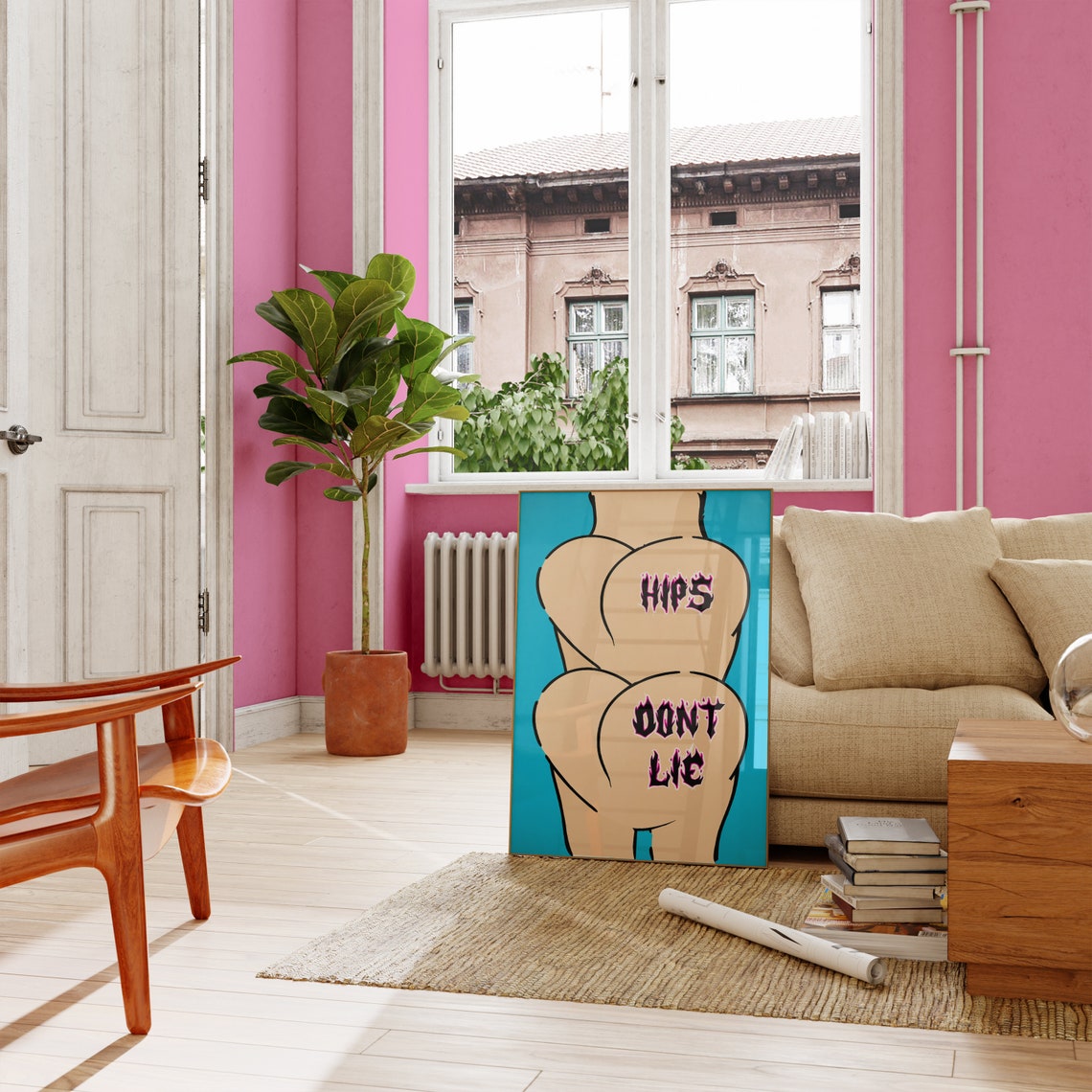 Hips Dont Lie Pop Art Cheeky Funny Bathroom Typography Poster - Image 4