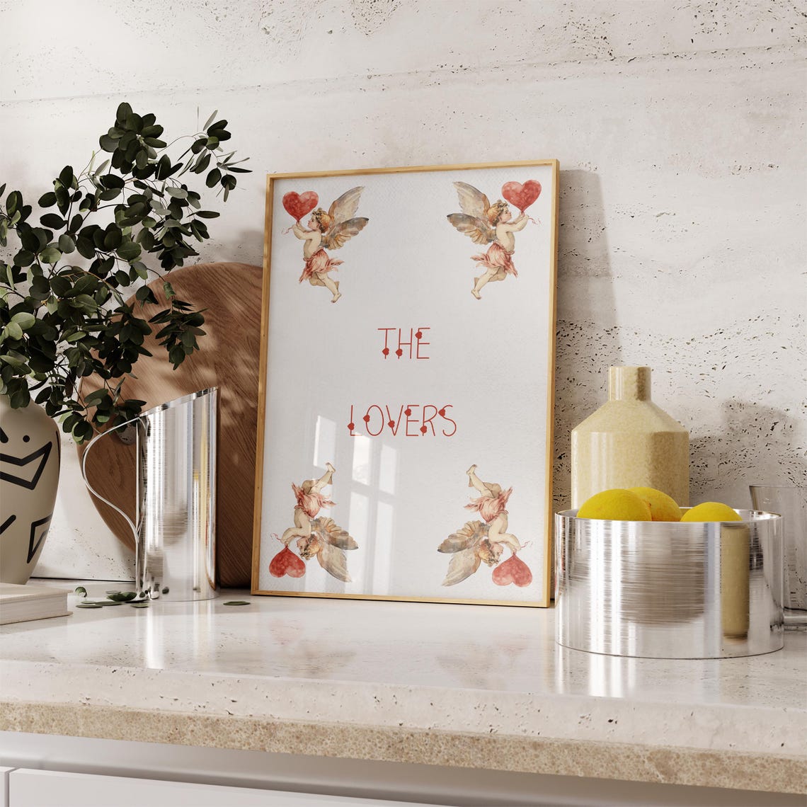 The Lovers Vintage Cherub Angels Romantic Couple Wedding Wall Art - Image 9