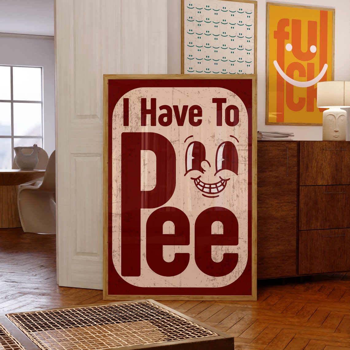I Have To Pee Funny Retro Bathroom Sign Humor Decor Wall Poster - Image 7