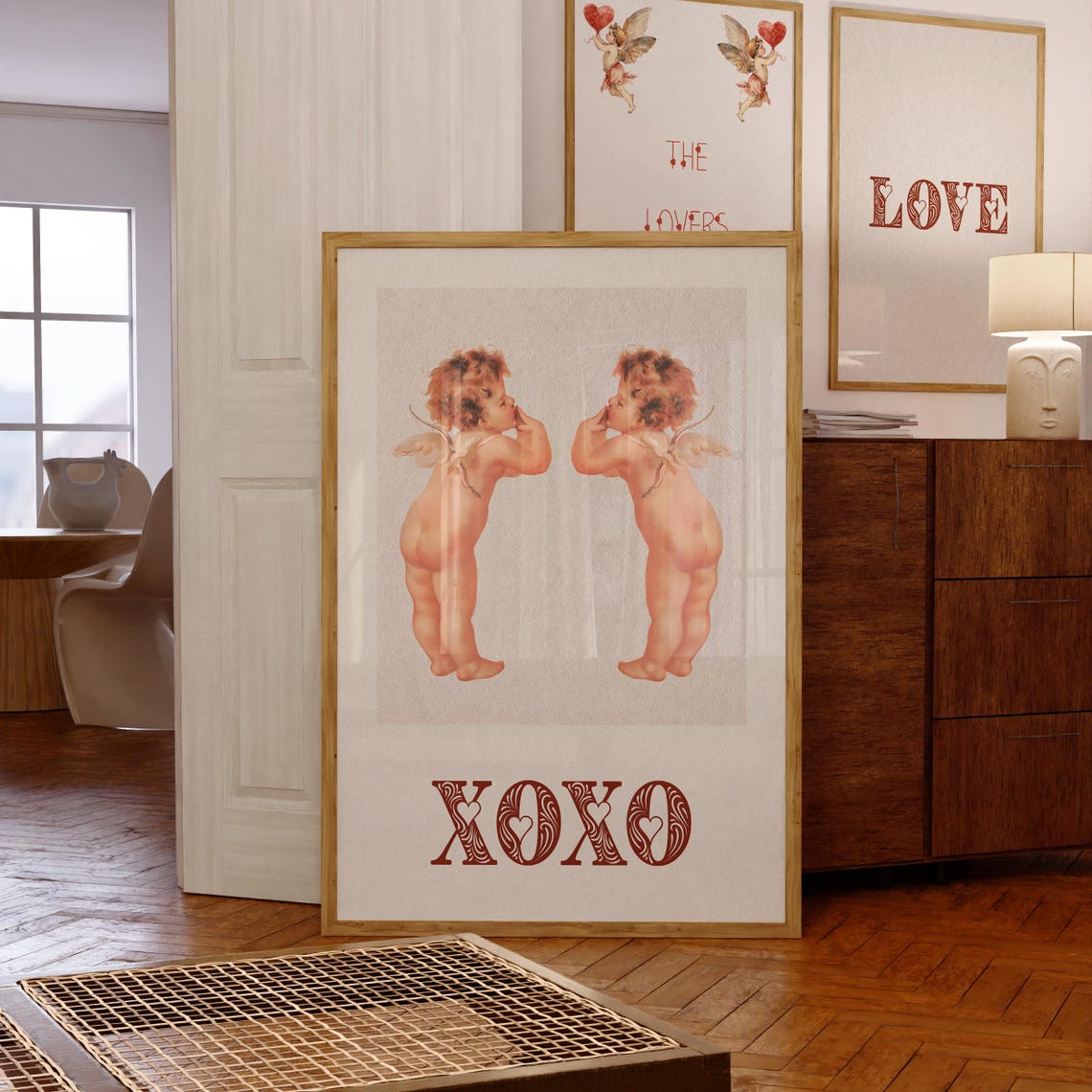 Xoxo Cute Angels Print Minimalist Valentines Day Decor Valentines Day Romantic Wall Art Retro Wall Decor Typography Art - Image 7