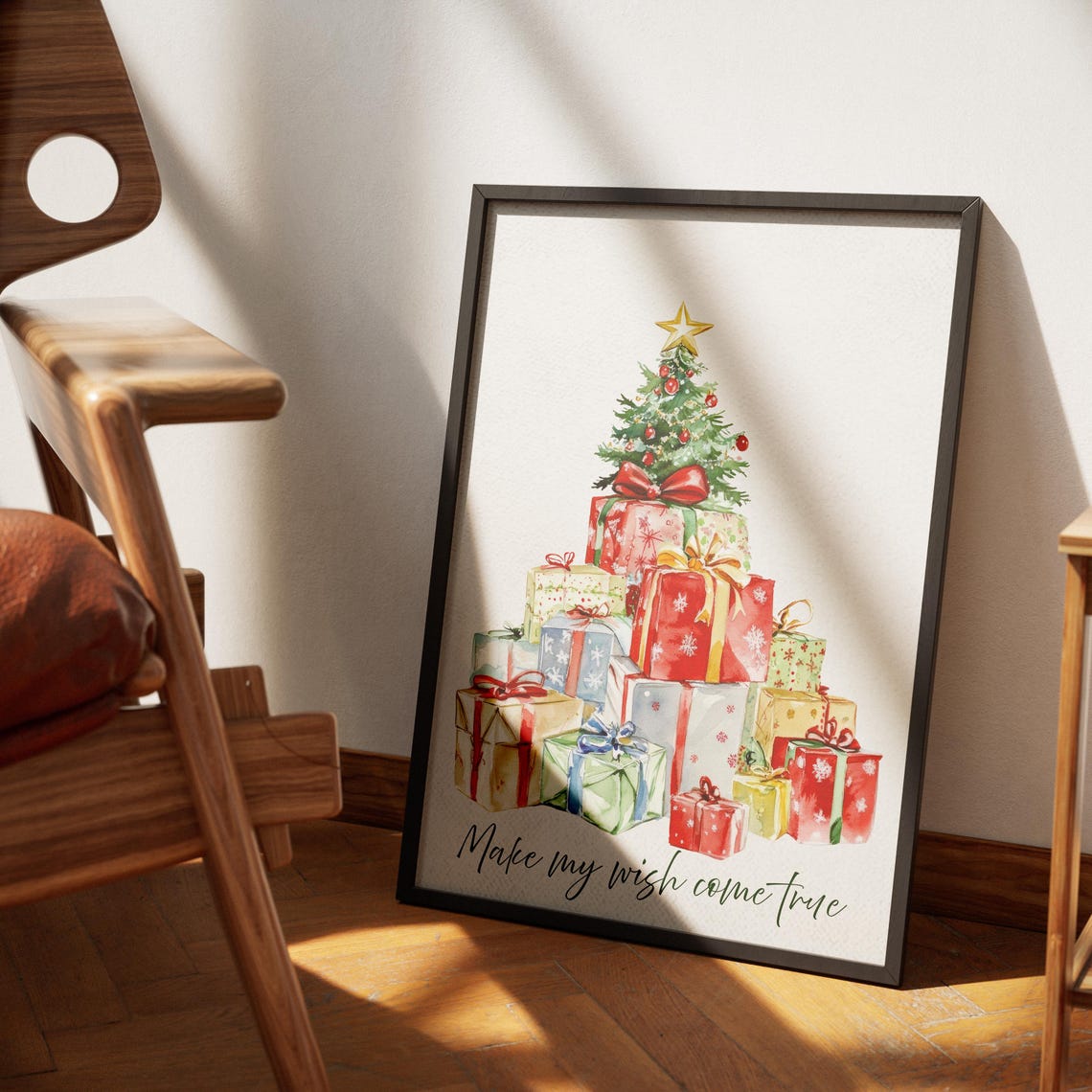 Christmas Tree With Gifts Make My Wish Come True Wall Poster - Image 3