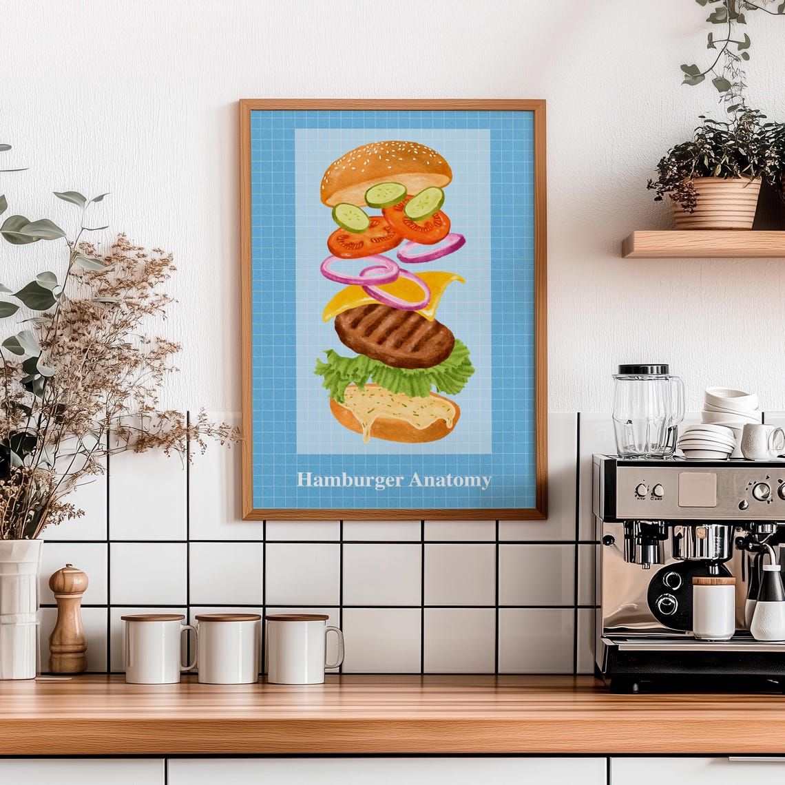 Hamburger Anatomy Exploded Burger Food Illustration Wall Art - Image 7