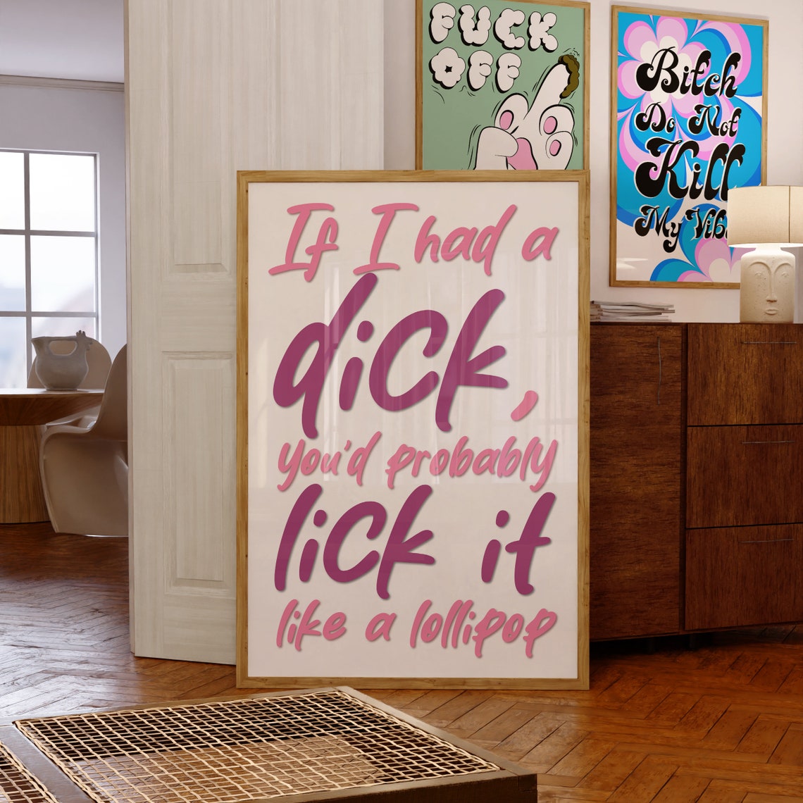 Sassy Pink Script Quote Feminist Attitude Girly Room Humor Poster - Image 3