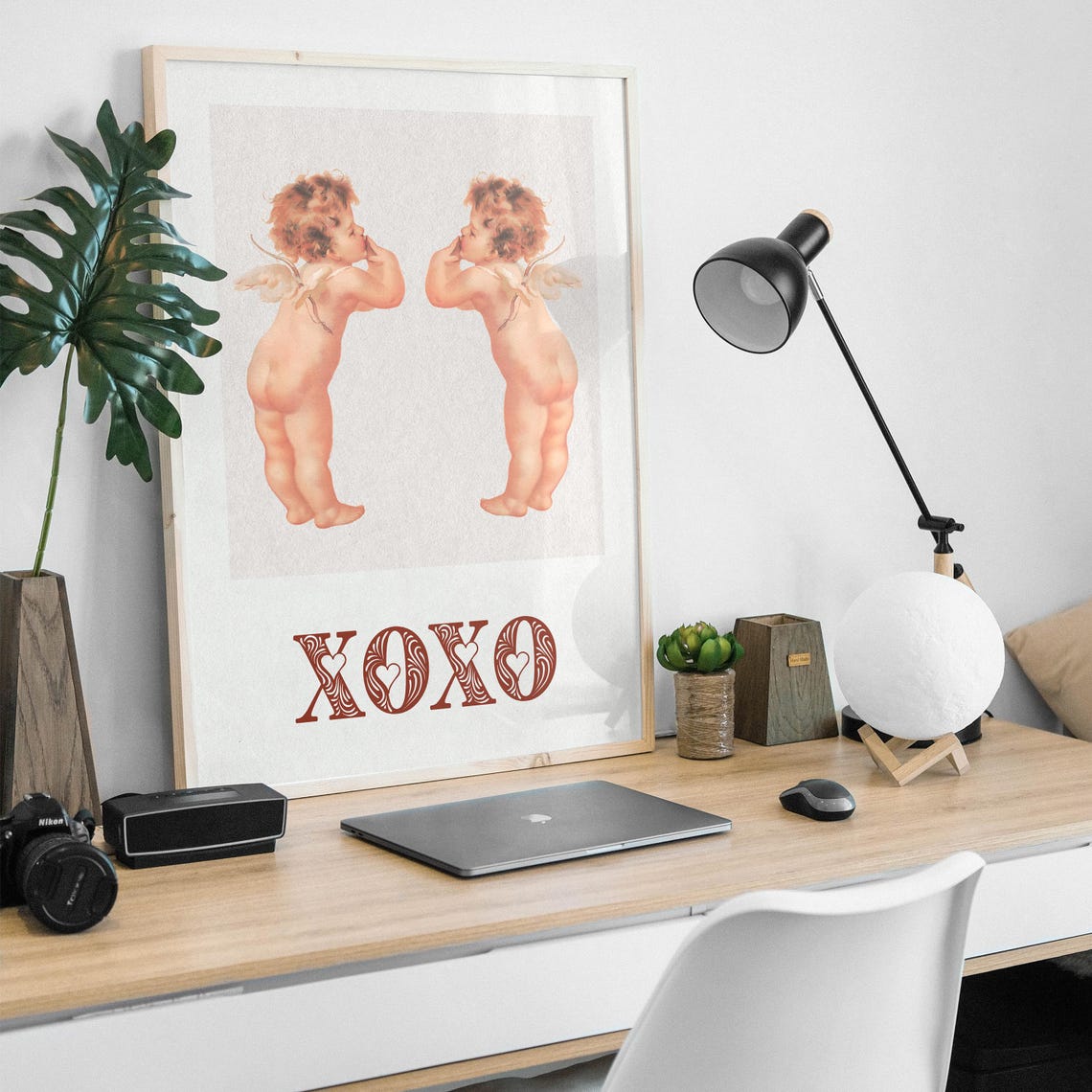 Xoxo Cute Angels Print Minimalist Valentines Day Decor Valentines Day Romantic Wall Art Retro Wall Decor Typography Art - Image 4