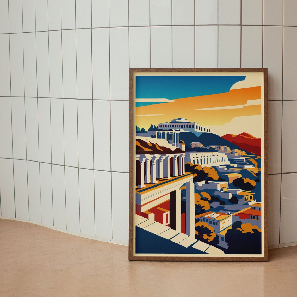 Athens Acropolis Parthenon Golden Hour Illustration Travel Poster - Image 2
