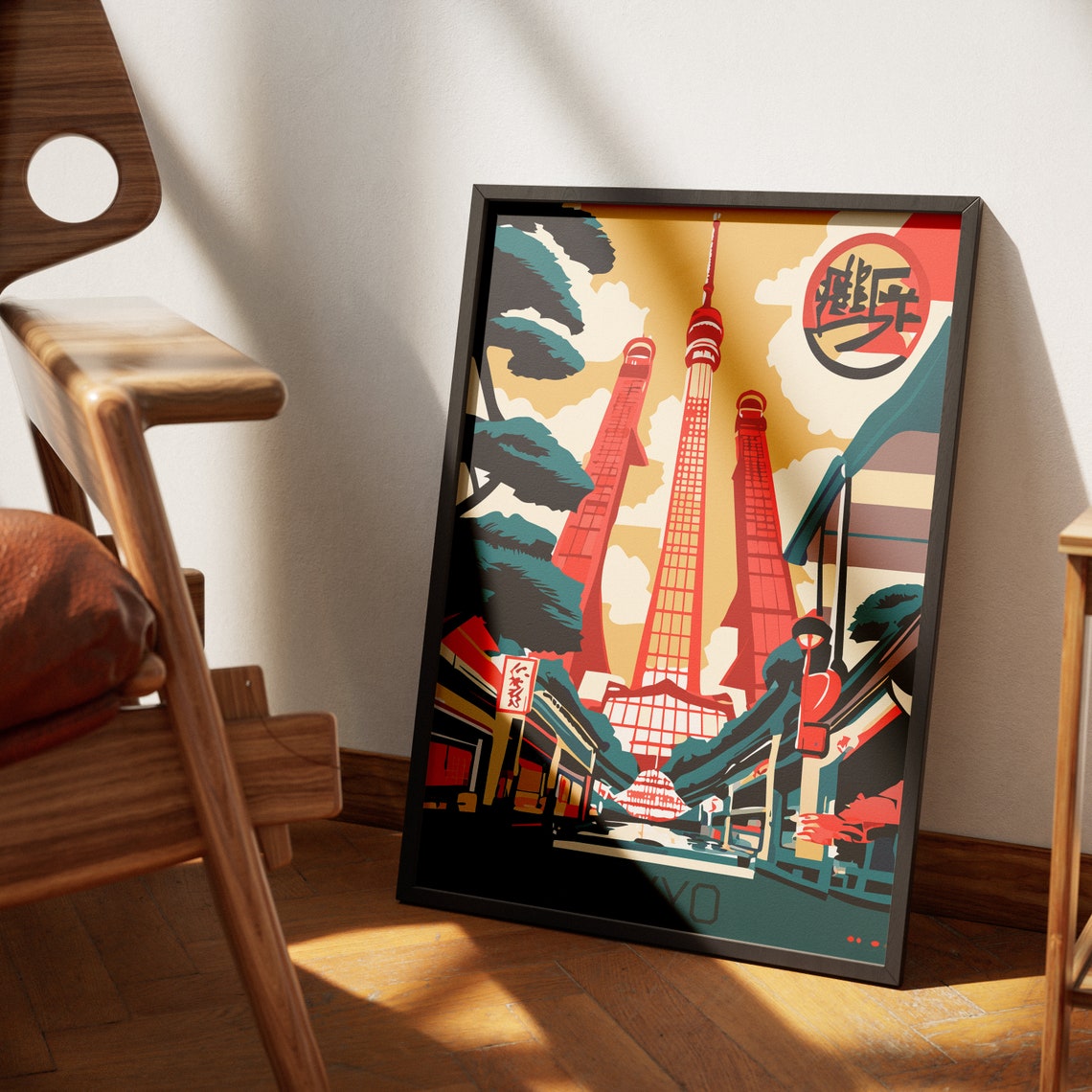 Tokyo Skytree Red Tower Japan City Illustration Travel Poster - Image 4