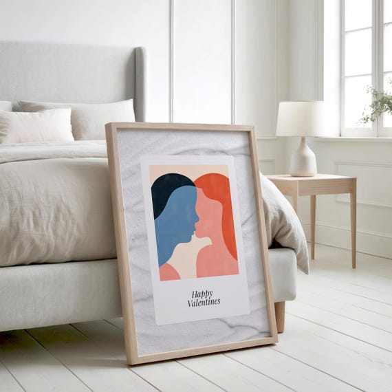 Abstract Valentines Day Kiss Art Print