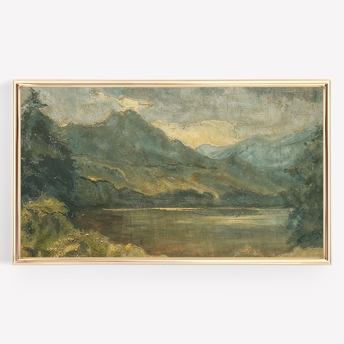 Moody Green Mountain Lake Vintage Wilderness Landscape Poster - Image 4
