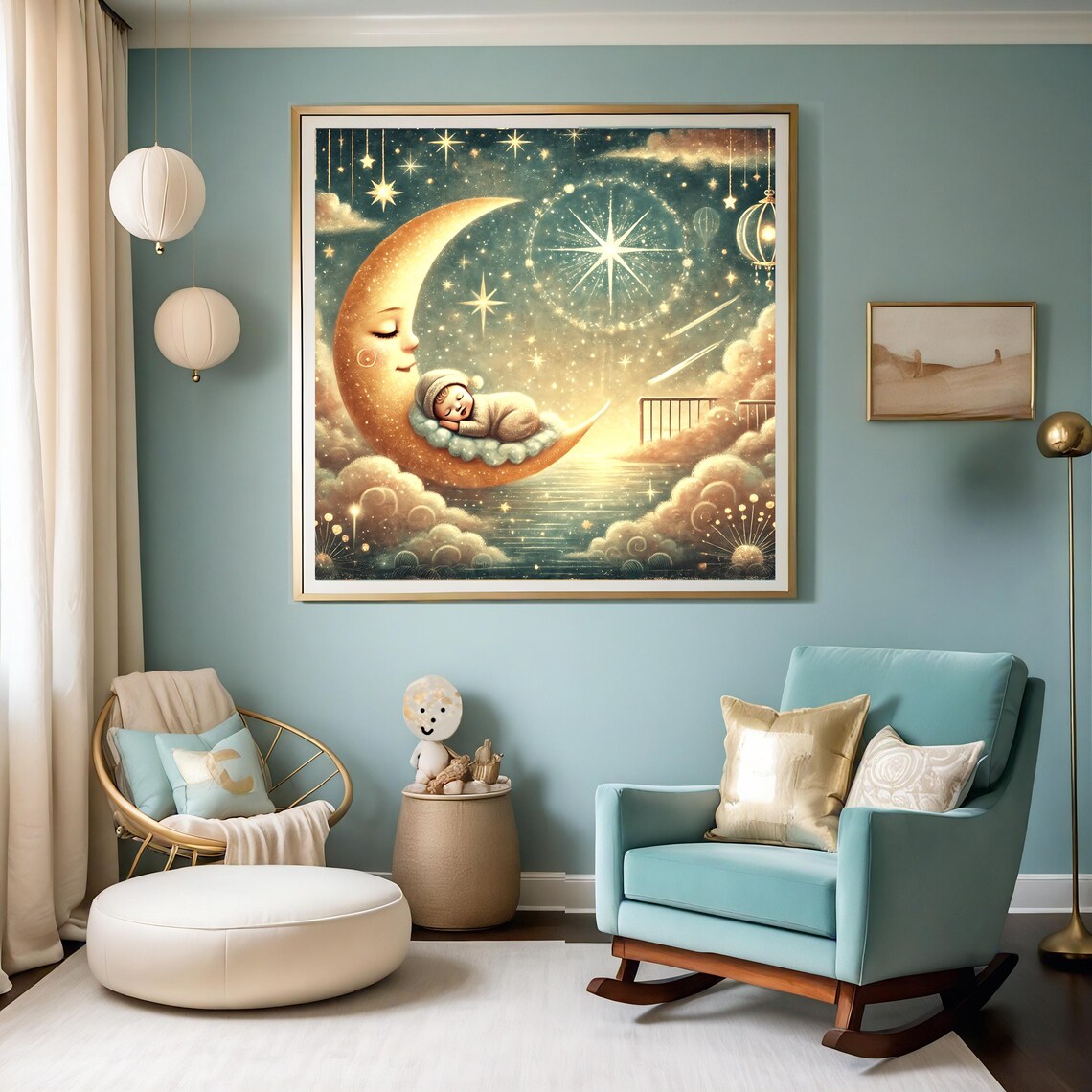 Twinkle Twinkle Little Star Baby Sleeping On The Moon Art Poster - Image 3