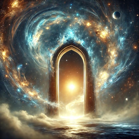 Celestial Gateway Painting Cosmic Portal Art Surreal Dreamscape Wall Art Fantasy Sci Fi Print Gift Mystical Universe Decor