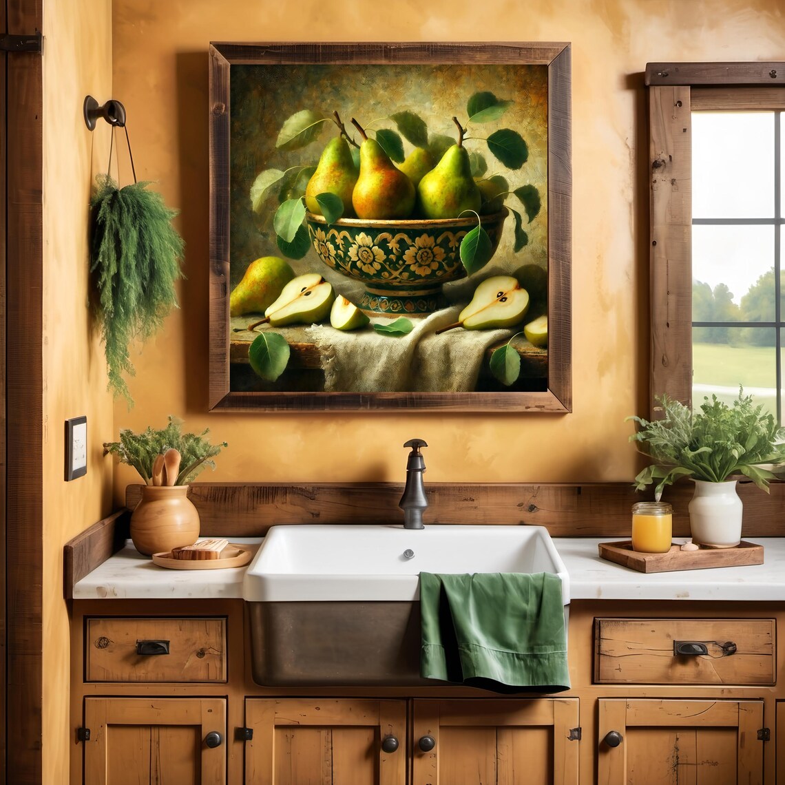 Vintage Pear Still Life Art Print, Rustic Fruit - Image 2