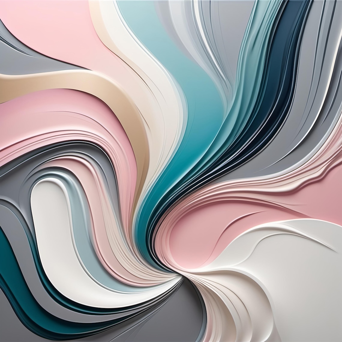 Modern Abstract Fluid Shapes Art Print, Home Office