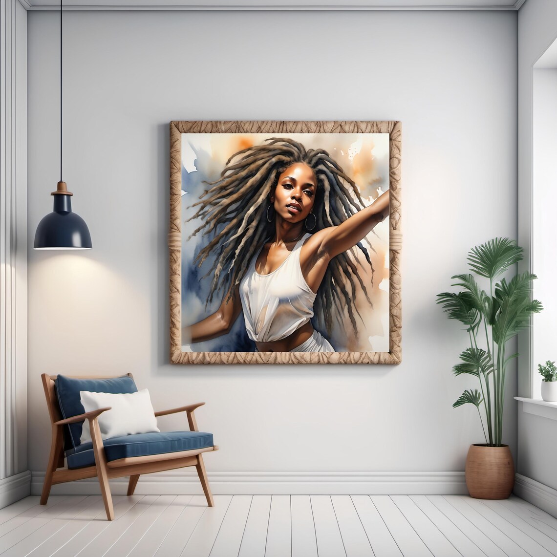 Dancing Woman Flowing Locks Watercolor Elegant Movement Art Poster - Image 2