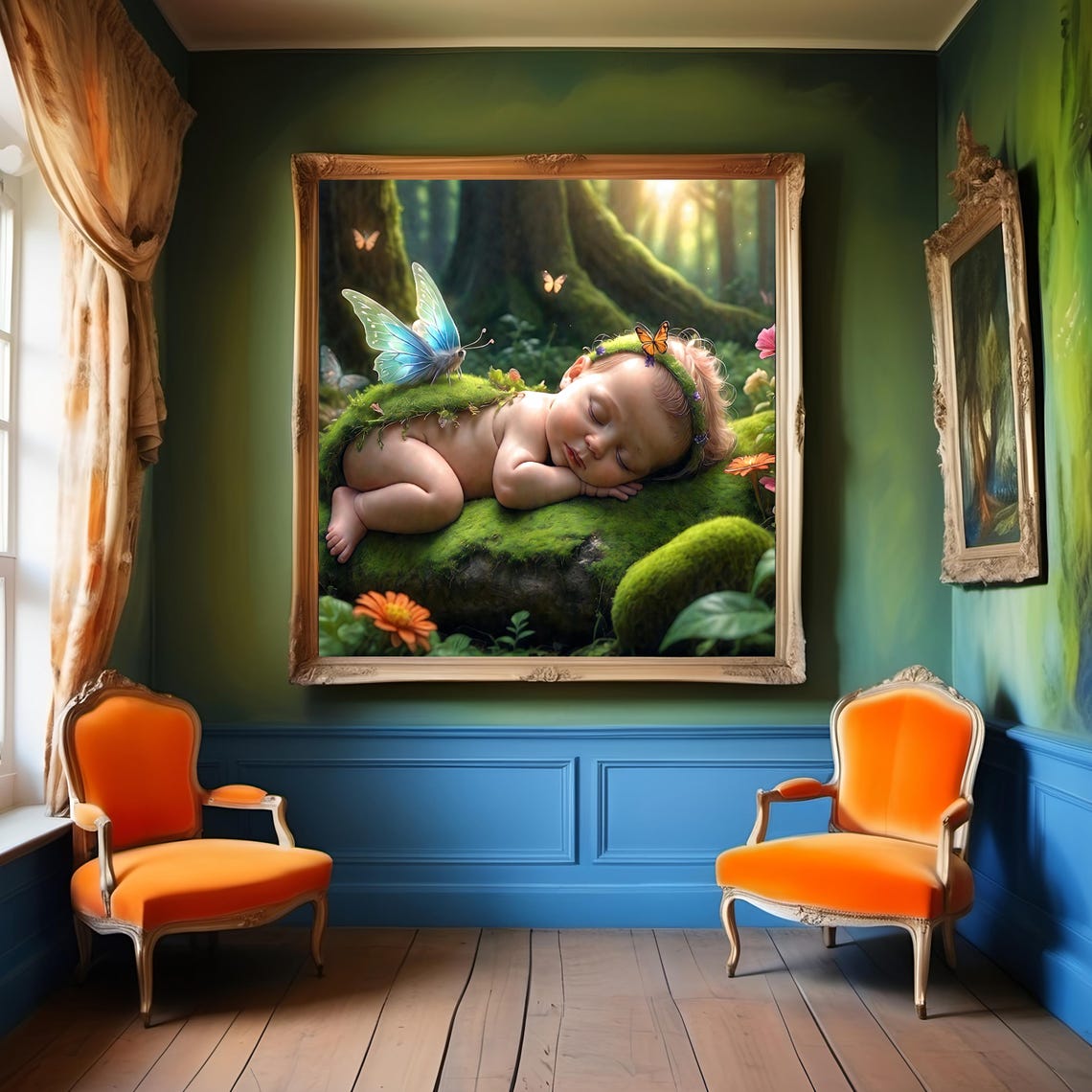 Enchanted Sleeping Baby with Butterfly Wings Forest Nursery Print - Image 3