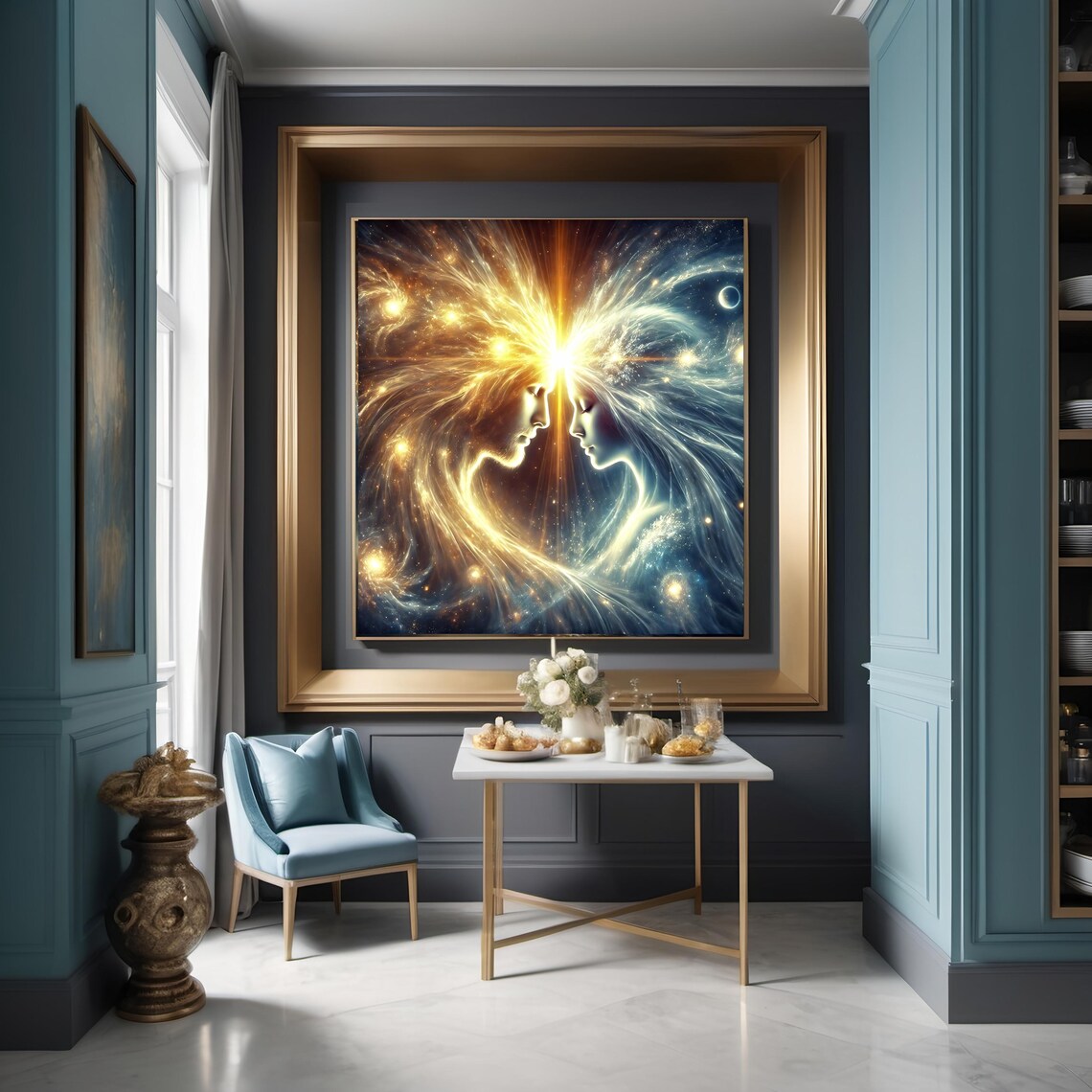 Twin Flames Cosmic Lovers Spiritual Connection Golden Energy Soulmate Print - Image 3