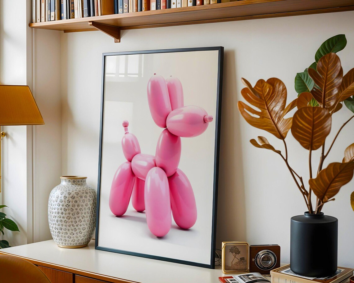 Pink Balloon Dog Minimalist Pop Art Print for Kids Room Decor - Image 5