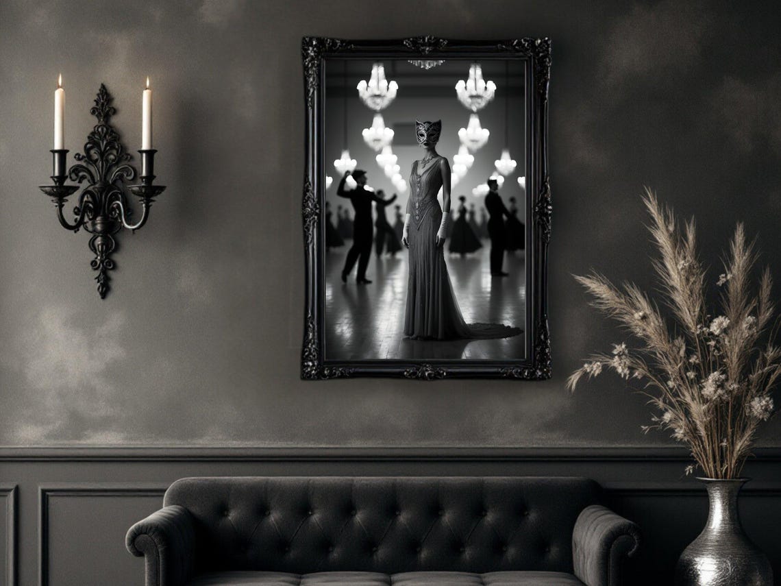 Black And White Masquerade Ballroom Dance Chandelier Elegance Poster - Image 4
