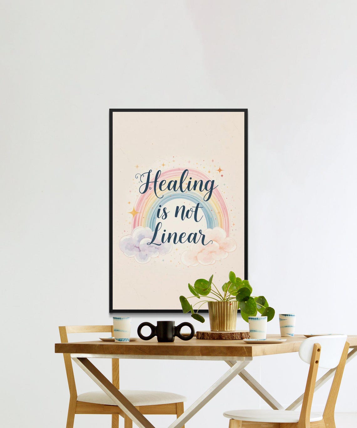 Healing Is Not Linear Rainbow Script Inspirational Quote Poster - Image 2