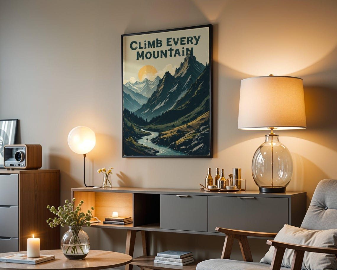 Adventure Mountain Art Print Motivational Wall Art Poster Inspirational Mountain Landscape Print Hiking Wall Decor - Image 4