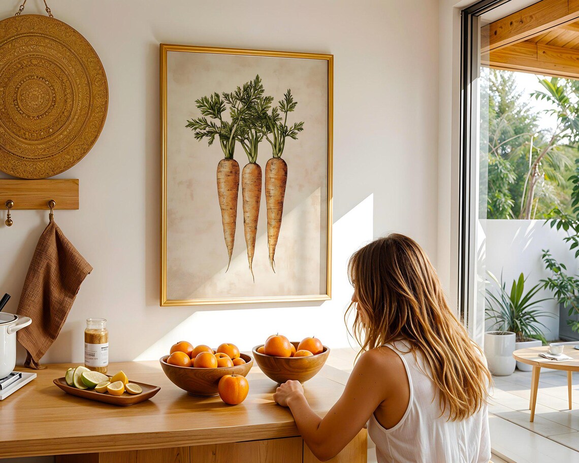 Trio of Carrots Vintage Botanical Rustic Farmhouse Kitchen Poster - Image 5