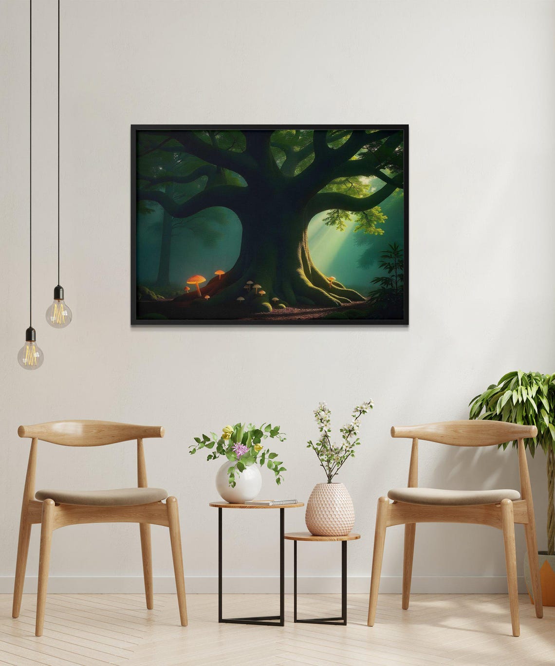 Ancient Giant Tree With Glowing Orange Mushrooms Forest Poster - Image 2