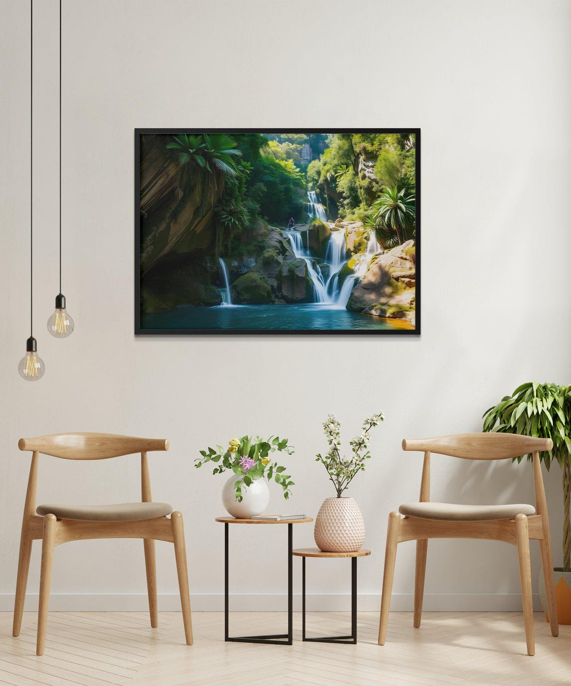 Waterfall Wall Art Nature Scene Artwork Scenic Landscape Wall Decoration Home Decor Office Wall Hanging Calming View - Image 2