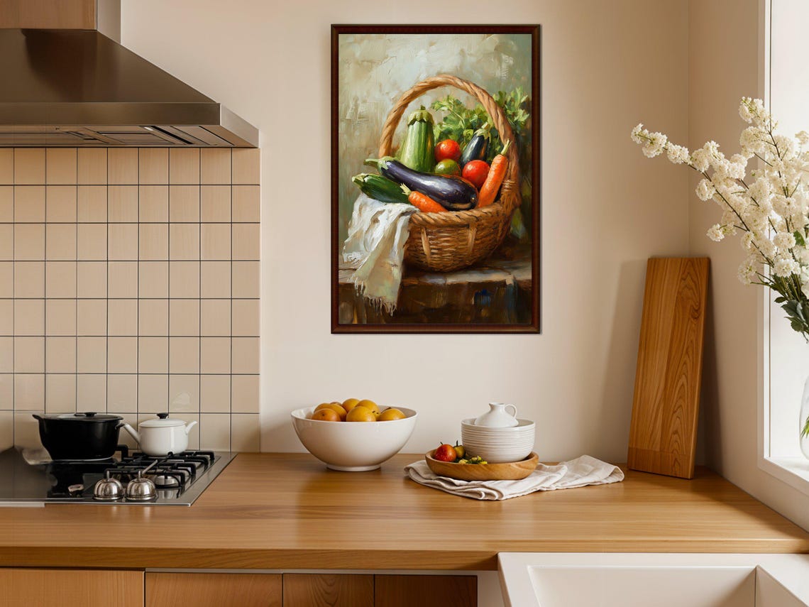 Rustic Basket Overflowing with Fresh Garden Vegetables Poster - Image 3